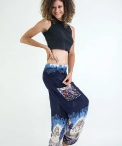 HaremPants.com Solid Top Elephant Women's Elephant Pants In Blue