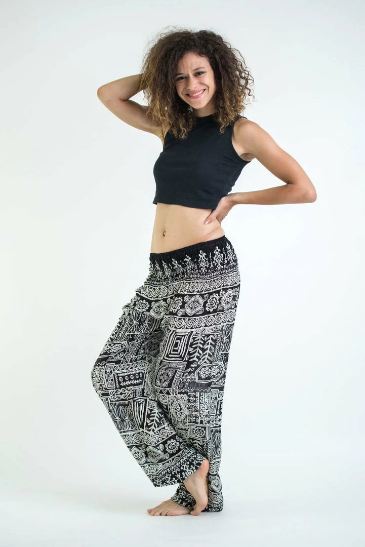 HaremPants.com Tribal Prints Women's Harem Pants In Black 3 HaremPants.com Tribal Prints Women's Harem Pants In Black