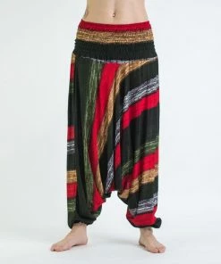 HaremPants.com Boho Green Striped Jumpsuit Women's Harem Pants