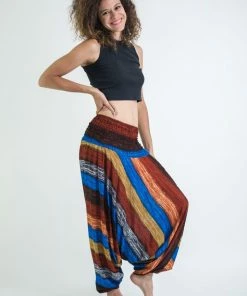 HaremPants.com Boho Rust Striped Jumpsuit Women's Harem Pants