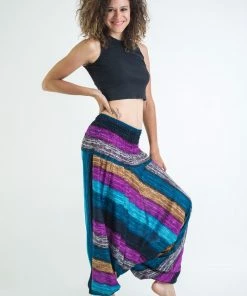HaremPants.com Boho Blue Striped Jumpsuit Women's Harem Pants