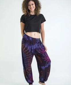 HaremPants.com Tie Dye Cotton Women Harem Pants In Purple Women's