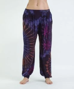 HaremPants.com Tie Dye Cotton Women Harem Pants In Purple Women's