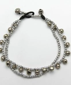 HaremPants.com Hand Made Fair Trade Anklet Double Strand Silver Beads