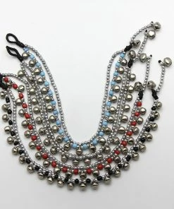 HaremPants.com Hand Made Fair Trade Anklet Double Strand Silver Beads Red