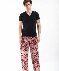 HaremPants.com Imperial Elephant Men's Elephant Pants In Red