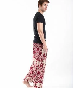 HaremPants.com Imperial Elephant Men's Elephant Pants In Red