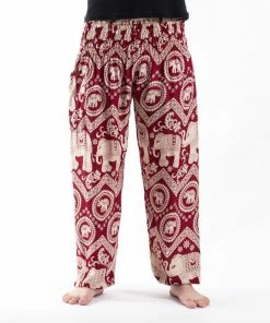 HaremPants.com Imperial Elephant Men's Elephant Pants In Red
