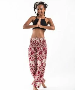 HaremPants.com Imperial Elephant Women's Elephant Pants In Red