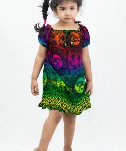 HaremPants.com Kids Harem Pants Kids Rainbow Elephant Dress In Green