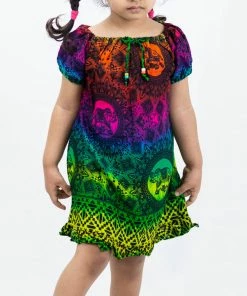 HaremPants.com Kids Harem Pants Kids Rainbow Elephant Dress In Green