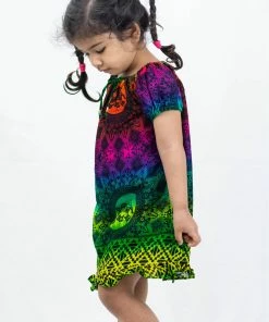 HaremPants.com Kids Harem Pants Kids Rainbow Elephant Dress In Green