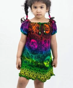 HaremPants.com Kids Harem Pants Kids Rainbow Elephant Dress In Green