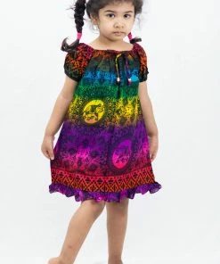 HaremPants.com Kids Harem Pants Kids Rainbow Elephant Dress In Purple