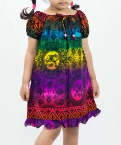 HaremPants.com Kids Harem Pants Kids Rainbow Elephant Dress In Purple