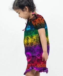 HaremPants.com Kids Harem Pants Kids Rainbow Elephant Dress In Purple