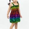 HaremPants.com Kids Harem Pants Kids Rainbow Elephant Smock Dress In Green