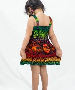 HaremPants.com Kids Rainbow Elephant Smock Dress In Orange