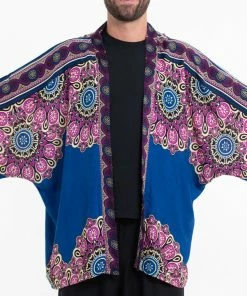 HaremPants.com Peony Mandalas Kimono Cardigan In Blue