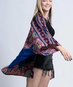 HaremPants.com Peony Mandalas Kimono Cardigan In Blue