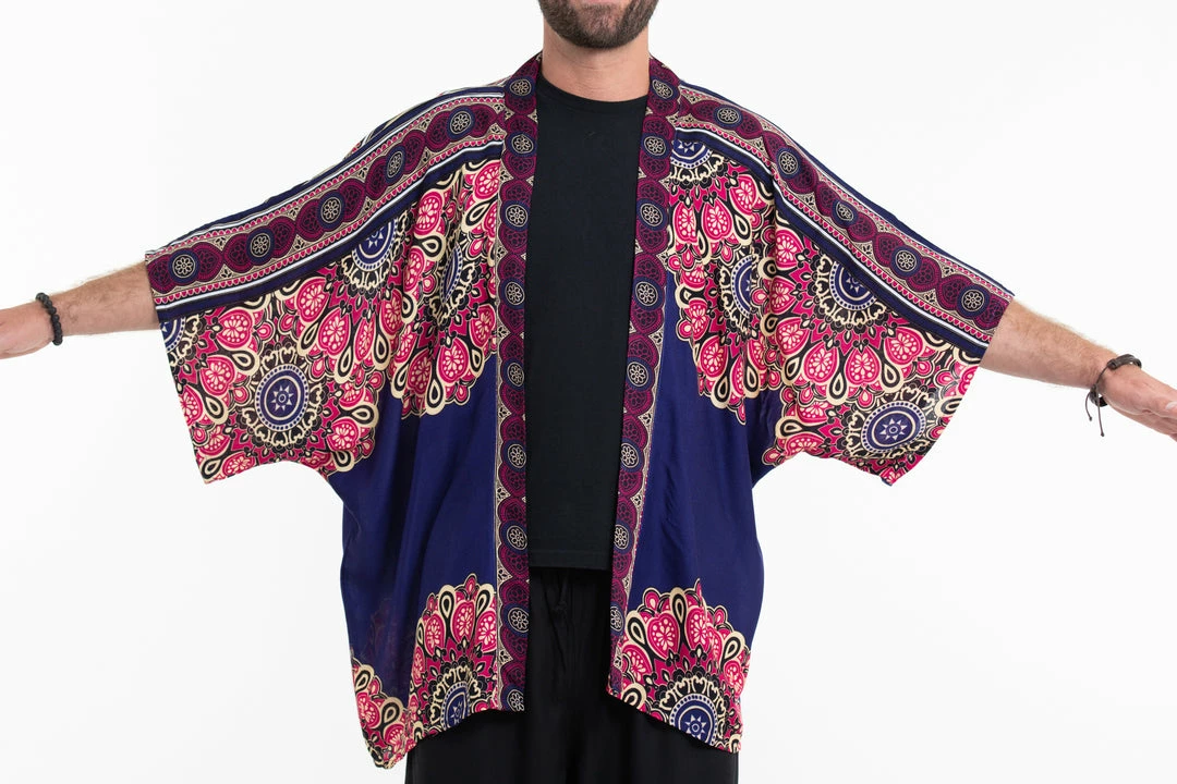 HaremPants.com Peony Mandalas Kimono Cardigan In Indigo Women's 4 HaremPants.com Peony Mandalas Kimono Cardigan In Indigo Women's