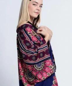 HaremPants.com Peony Mandalas Kimono Cardigan In Indigo Women's 11 HaremPants.com Peony Mandalas Kimono Cardigan In Indigo Women's