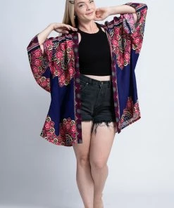 HaremPants.com Peony Mandalas Kimono Cardigan In Indigo Women's 10 HaremPants.com Peony Mandalas Kimono Cardigan In Indigo Women's