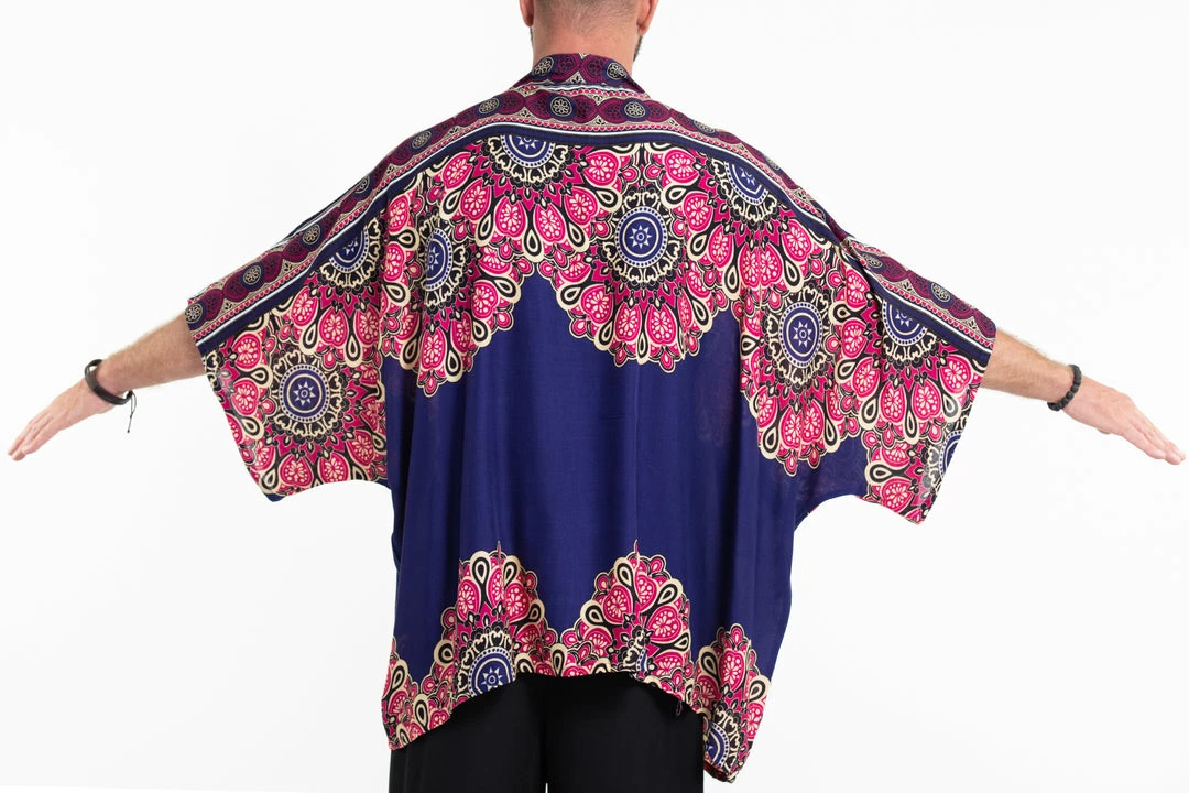 HaremPants.com Peony Mandalas Kimono Cardigan In Indigo Women's 8 HaremPants.com Peony Mandalas Kimono Cardigan In Indigo Women's