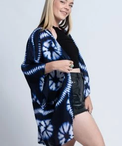 HaremPants.com Tie Dye Kimono Cardigan In Indigo Women's