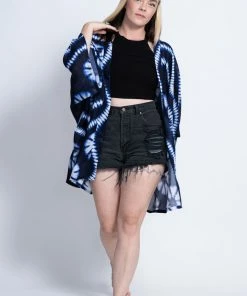 HaremPants.com Tie Dye Kimono Cardigan In Indigo Women's