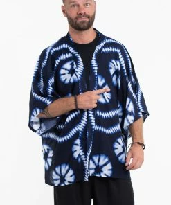 HaremPants.com Tie Dye Kimono Cardigan In Indigo Women's