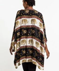 HaremPants.com Elephant Bliss Kimono Cardigan In Black