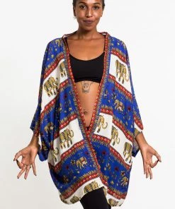 HaremPants.com Women's Elephant Bliss Kimono Cardigan In Blue