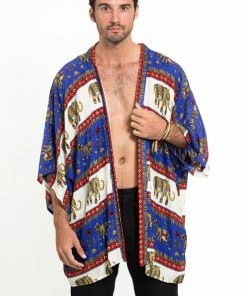 HaremPants.com Women's Elephant Bliss Kimono Cardigan In Blue