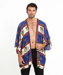 HaremPants.com Women's Elephant Bliss Kimono Cardigan In Blue