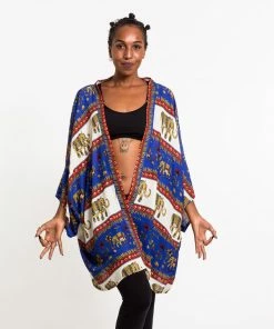 HaremPants.com Women's Elephant Bliss Kimono Cardigan In Blue