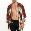 HaremPants.com Women's Elephant Bliss Kimono Cardigan In Red