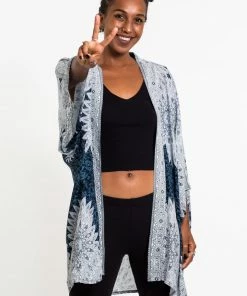 HaremPants.com Women's Marble Mandalas Kimono Cardigan In Indigo