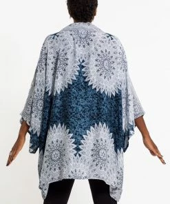HaremPants.com Women's Marble Mandalas Kimono Cardigan In Indigo