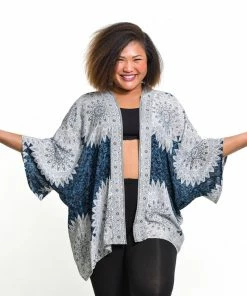 HaremPants.com Women's Marble Mandalas Kimono Cardigan In Indigo