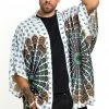 HaremPants.com Peacock Mandalas Kimono Cardigan In White