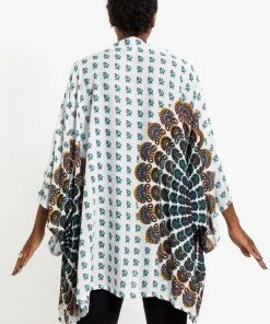 HaremPants.com Peacock Mandalas Kimono Cardigan In White