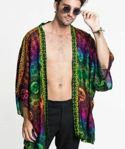 HaremPants.com Rainbow Elephant Kimono Cardigan In Green