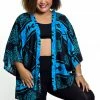 HaremPants.com Turtle Print Kimono Cardigan In Blue