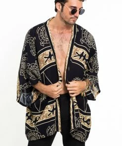 HaremPants.com Women's Turtle Print Kimono Cardigan In Gold 9 HaremPants.com Women's Turtle Print Kimono Cardigan In Gold