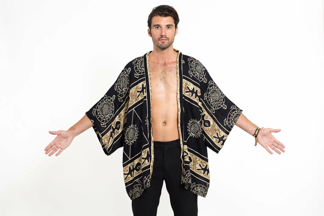 HaremPants.com Women's Turtle Print Kimono Cardigan In Gold 4 HaremPants.com Women's Turtle Print Kimono Cardigan In Gold