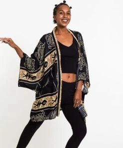 HaremPants.com Women's Turtle Print Kimono Cardigan In Gold 10 HaremPants.com Women's Turtle Print Kimono Cardigan In Gold