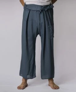 HaremPants.com Men's Unisex Thai Fisherman Pants In Blue Gray