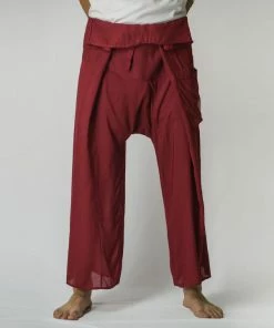 HaremPants.com Men's Unisex Thai Fisherman Pants In Burgundy