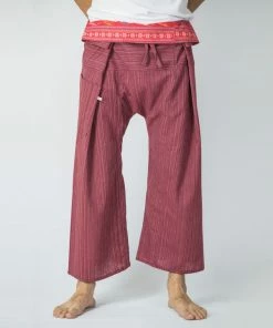 HaremPants.com Unisex Thai Fisherman Pants In Rose Red Men's